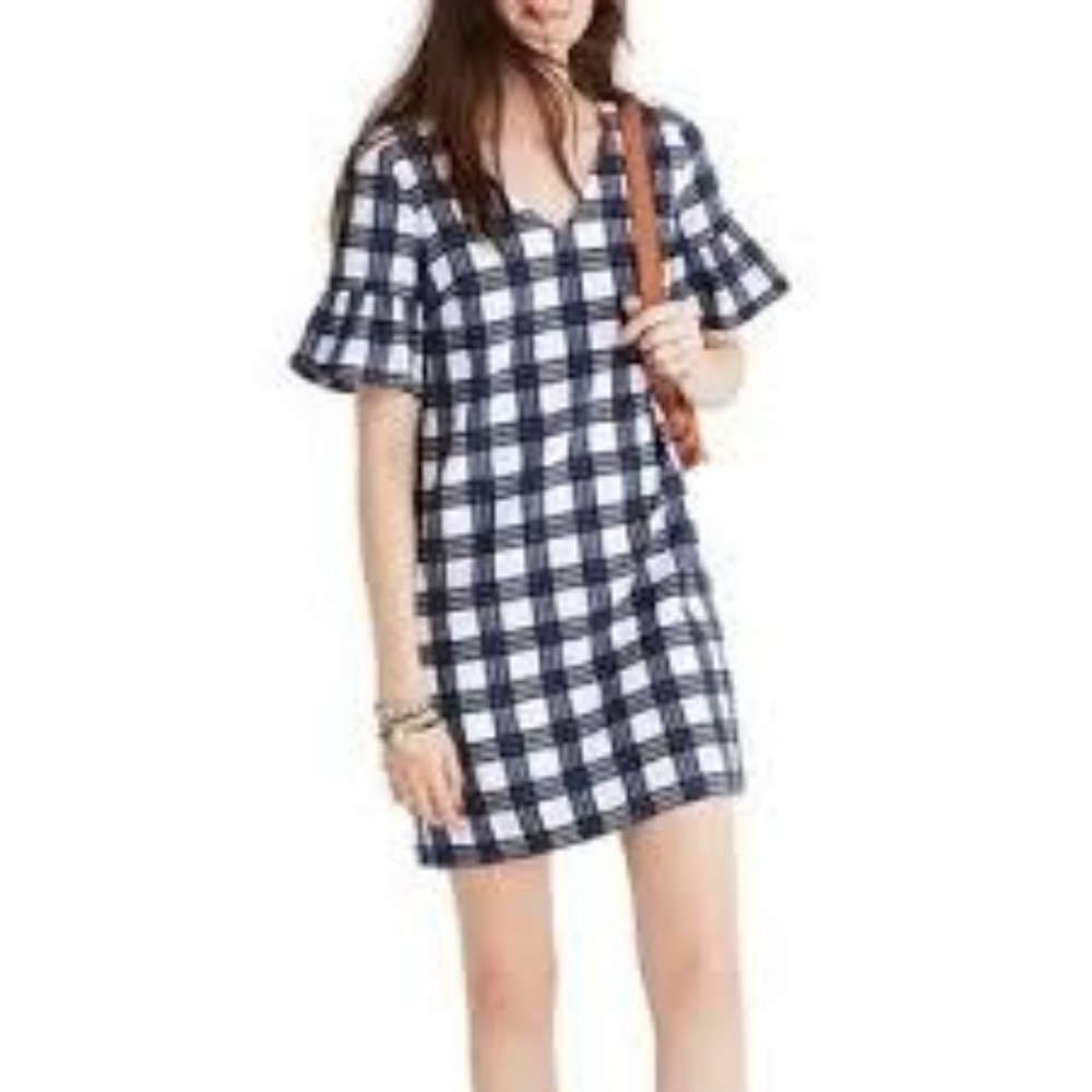 Madewell Leighton Plaid Bell Sleeve Dress 4 Lined